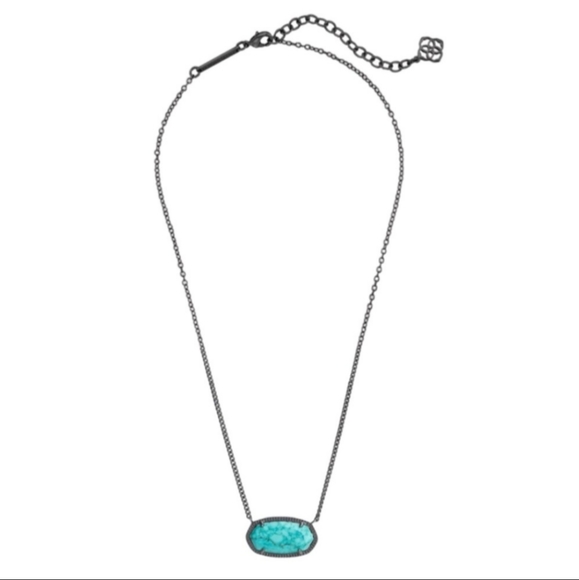 RARE KENDRA SCOTT • Gunmetal Dylan Turquoise Necklace - Picture 5 of 14